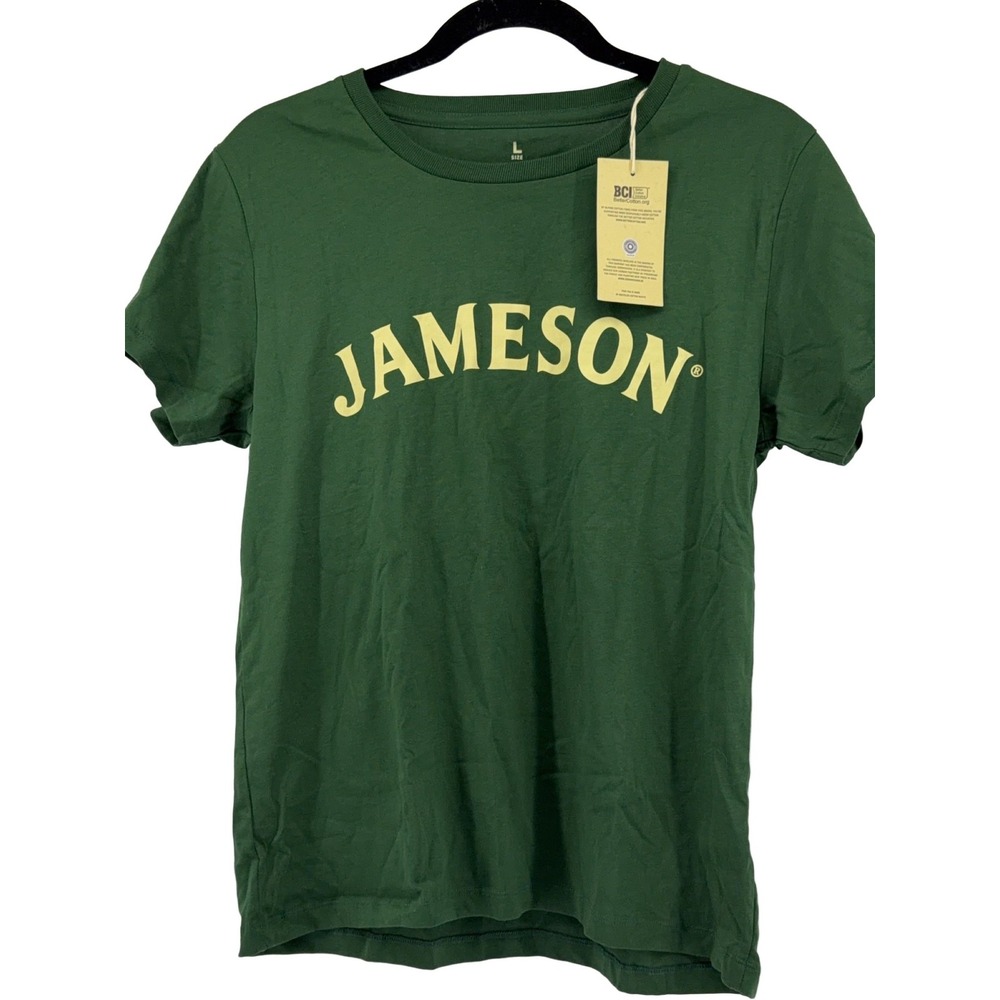 Jameson Irish Whiskey T-Shirt Green L Cotton Logo Unisex Adults Short Sleeve